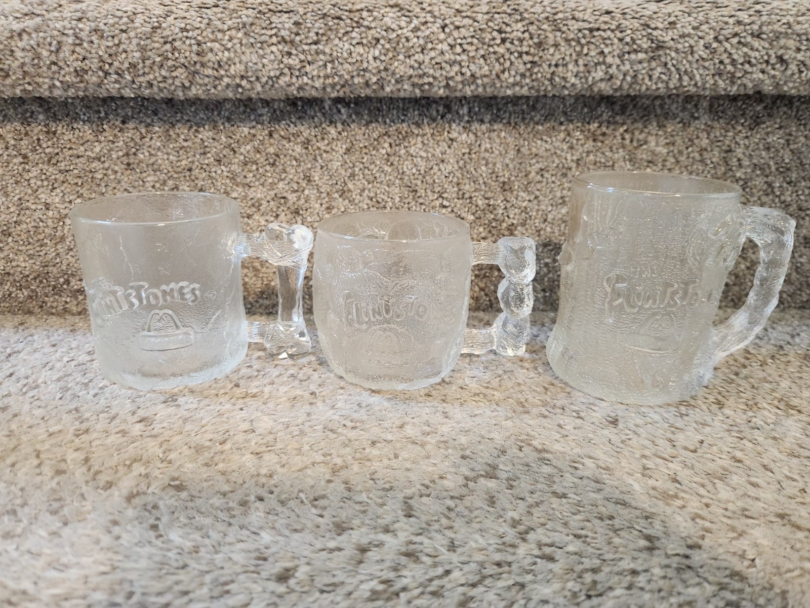Vintage 1993 McDonald’s RocDonalds Flintstones Glass Mugs Cups Set of 3