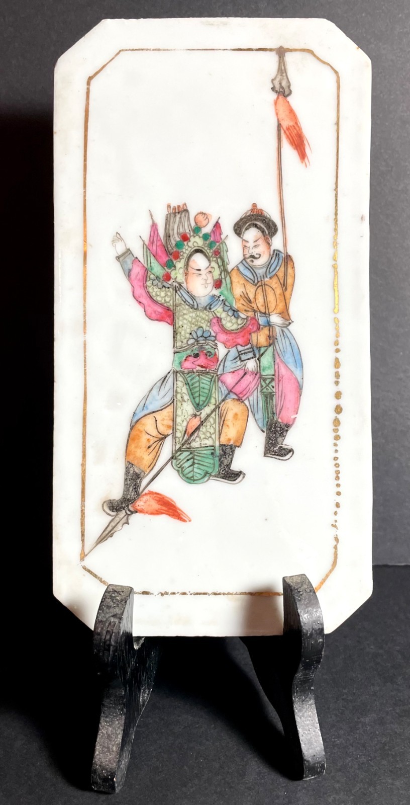 Antique Qing Dynasty Chinese Porcelain Plaque Hand Painted Famille Rose
