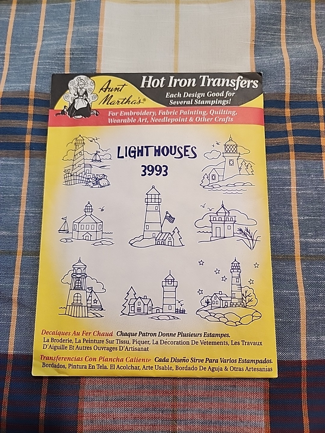 Aunt Martha\'s Hot Iron On Transfers LIGHTHOUSES 3993