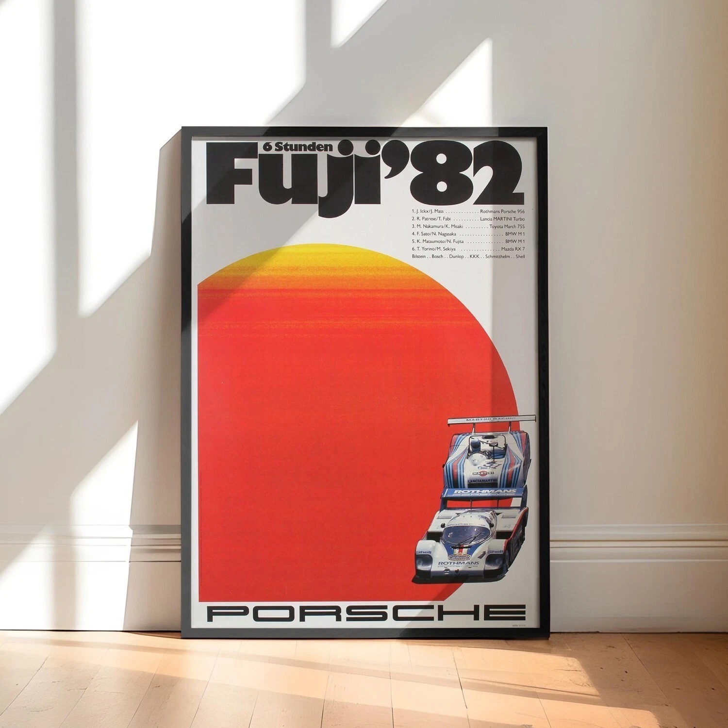 Porsche 956 Fuji 6 Hours 1982 Rothmans Vintage Racing Poster Wall Art Decor Prin