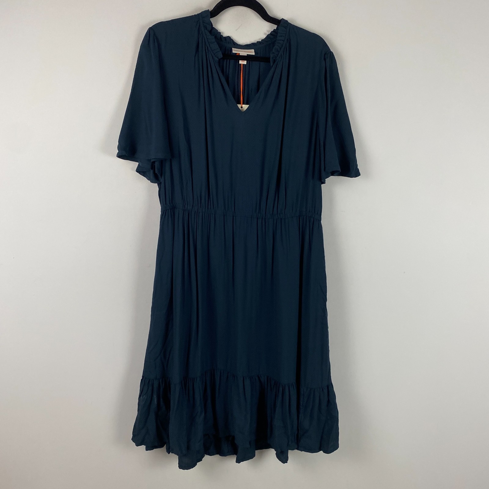 Knox Rose Tiered A-Line Ruffle Dress Size Large Short Sleeve V Neck
