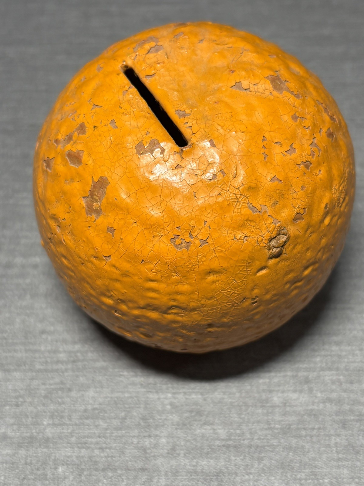 Antique Late 1800s PA Redware Orange Penny Bank Pre Roseville