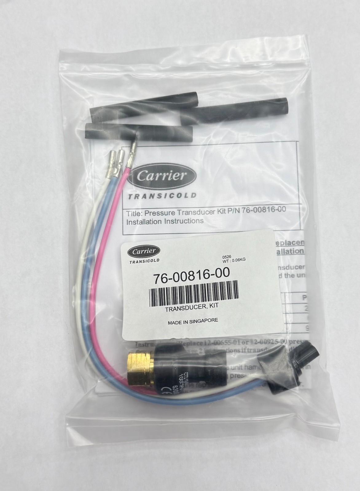 NEW OEM CARRIER TRANSICOLD TRANSDUCER, KIT / 76-00816-00 NEW OEM CARRIER TRANSICOLD TRANSDUCER, KIT / 76-00816-00