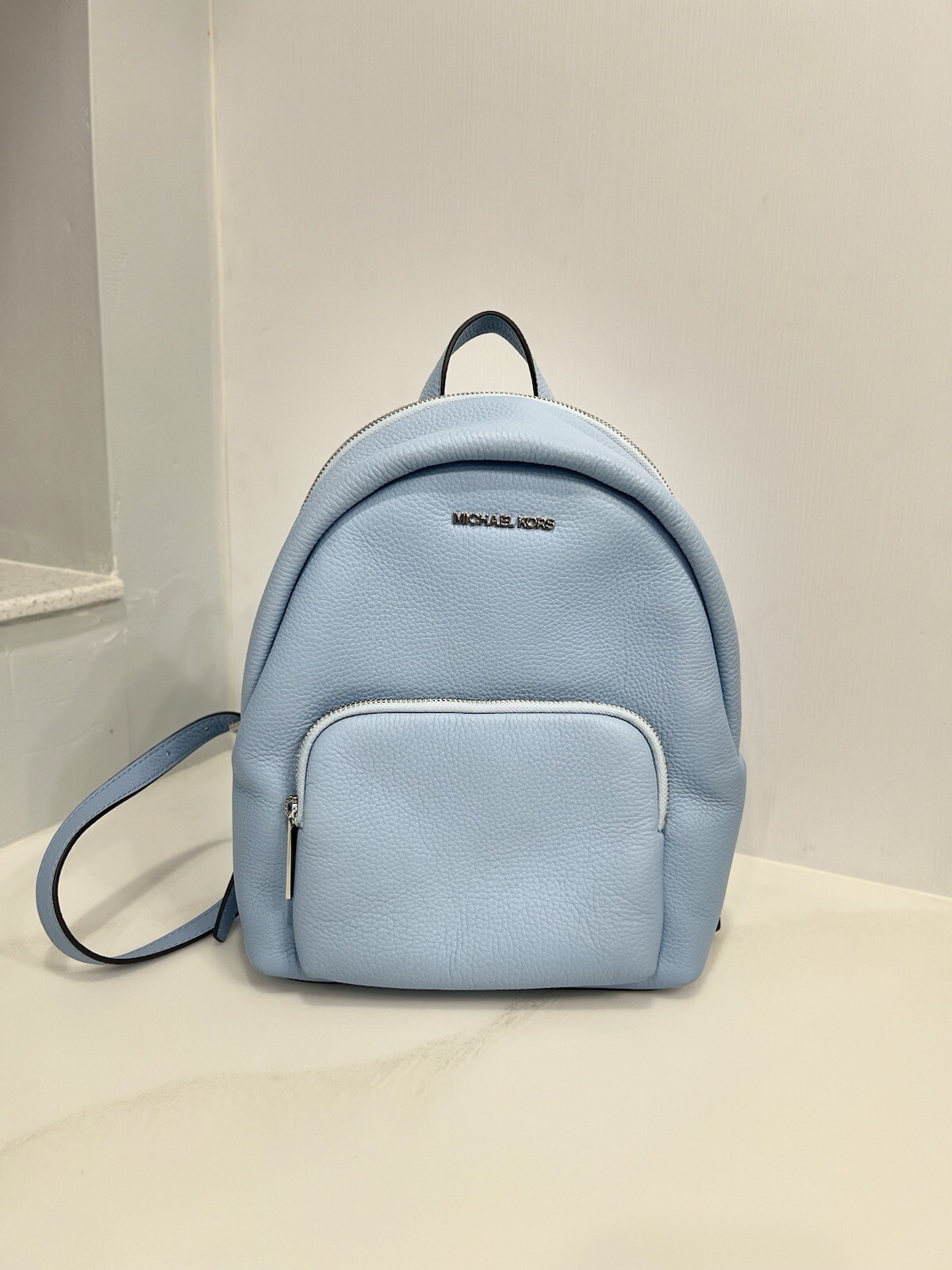 Michael Kors Jaycee Medium Logo Jacquard Backpack Vista Blue New Sealed