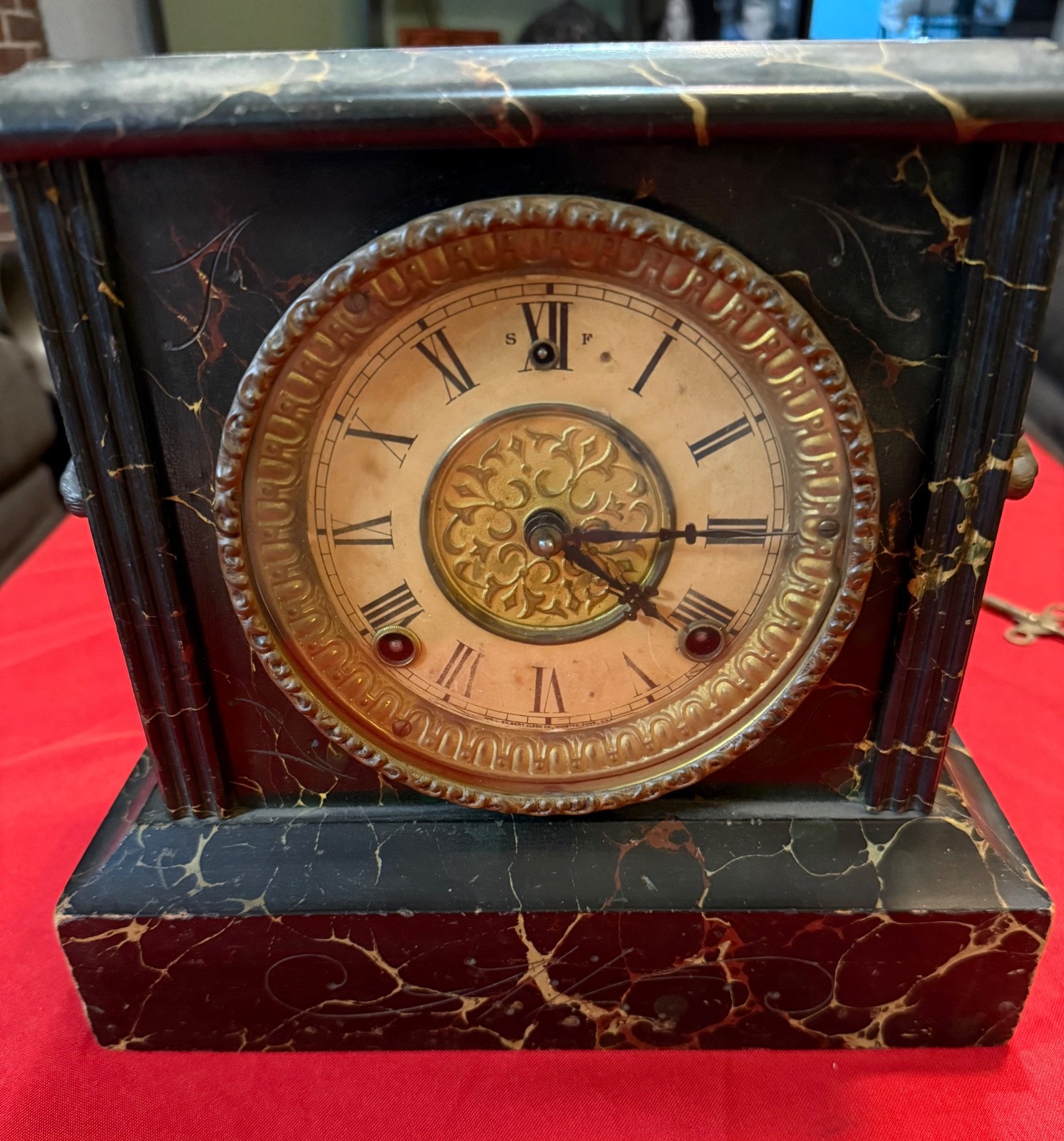 Antique 1903 William Gilbert Clock with key from Winsted Connecticut Estate Sale Antique 1903 William Gilbert Clock with key from Winsted Connecticut Estate Sale