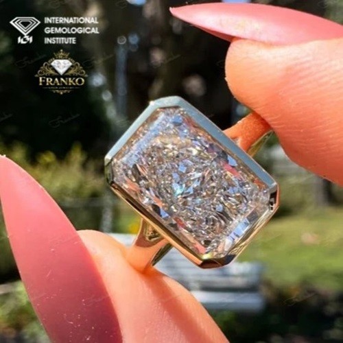 IGI 5 Ct Radiant Cut EF/VS1 Lab Grown Diamond Bezel Wedding Ring 14k Yellow Gold