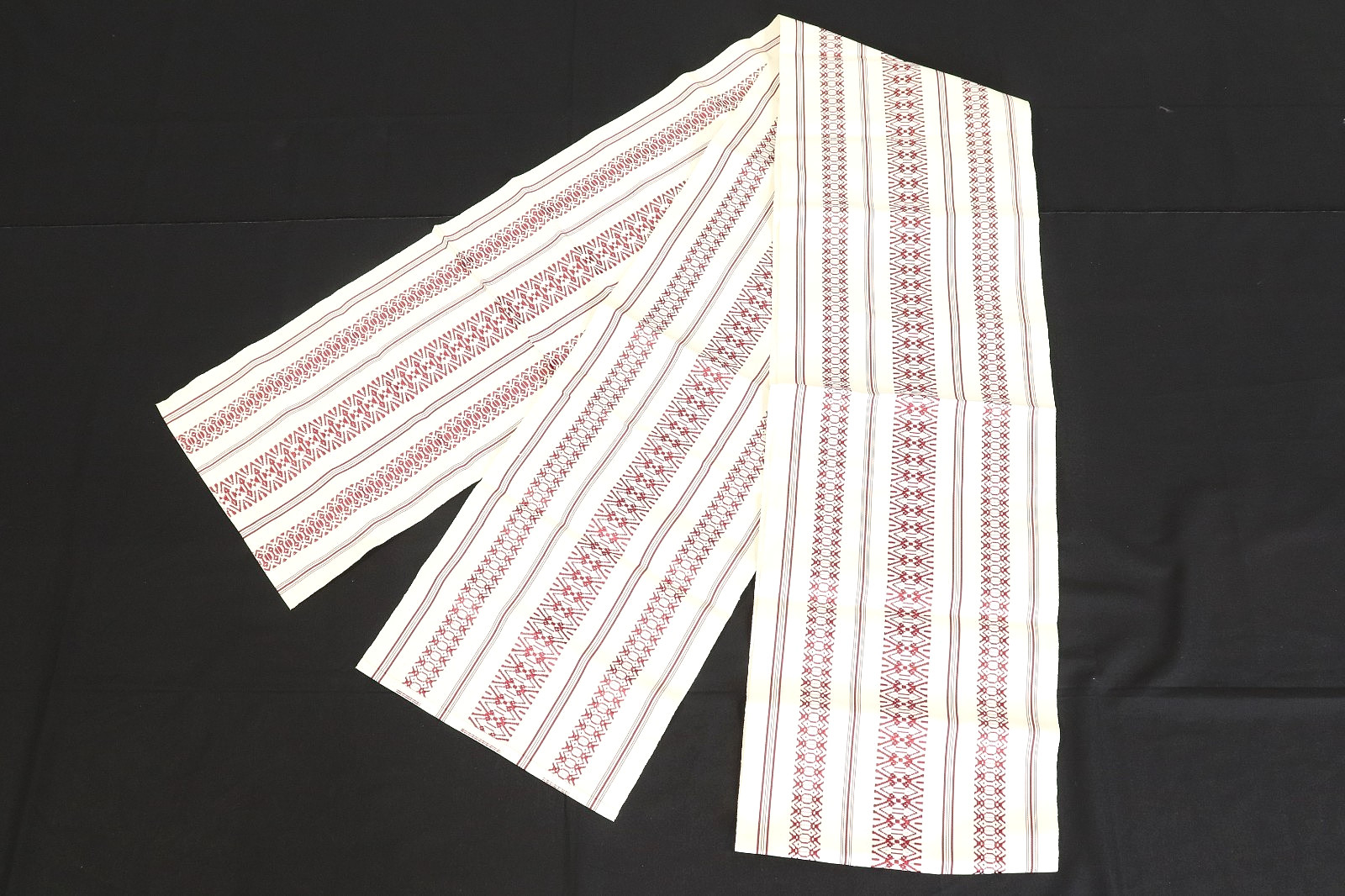Vintage Japanese Silk Hakata Ori Nagoya Obi Red White Kenjo Pattern 380cm