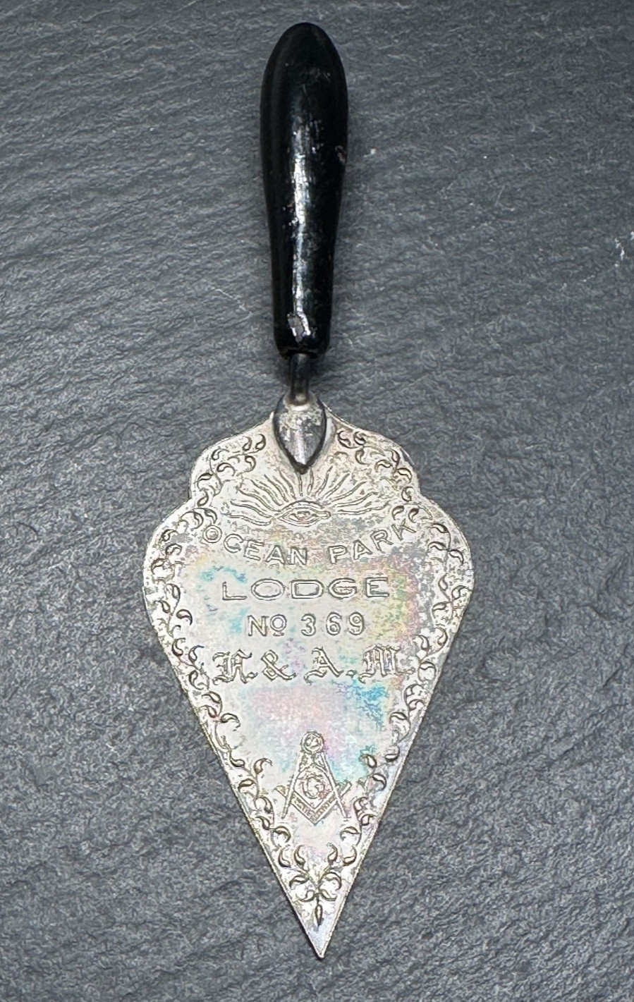 ANTIQUE STERLING MASON MASONIC SYMBOLIC TROWEL OCEAN PARK CA LODGE A&AM I263