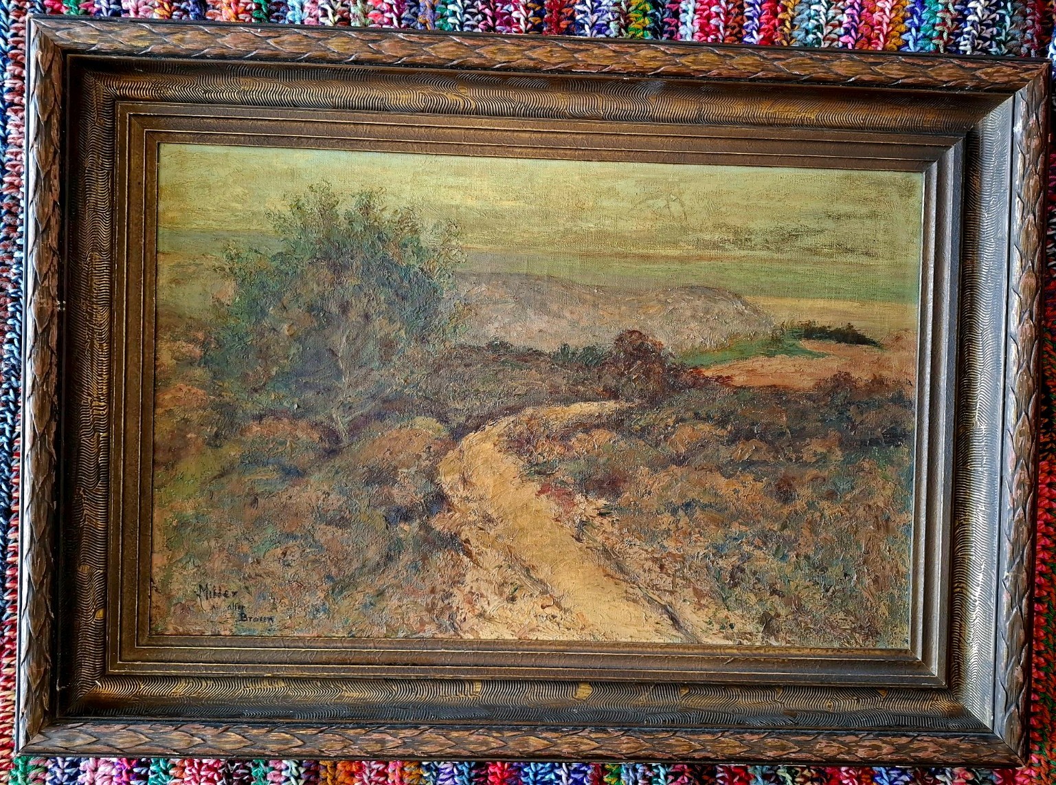 Antique LG Impressionist Rustic Landscape w/ Mountains Coastal, 1910 California Antique LG Impressionist Rustic Landscape w/ Mountains Coastal, 1910 California