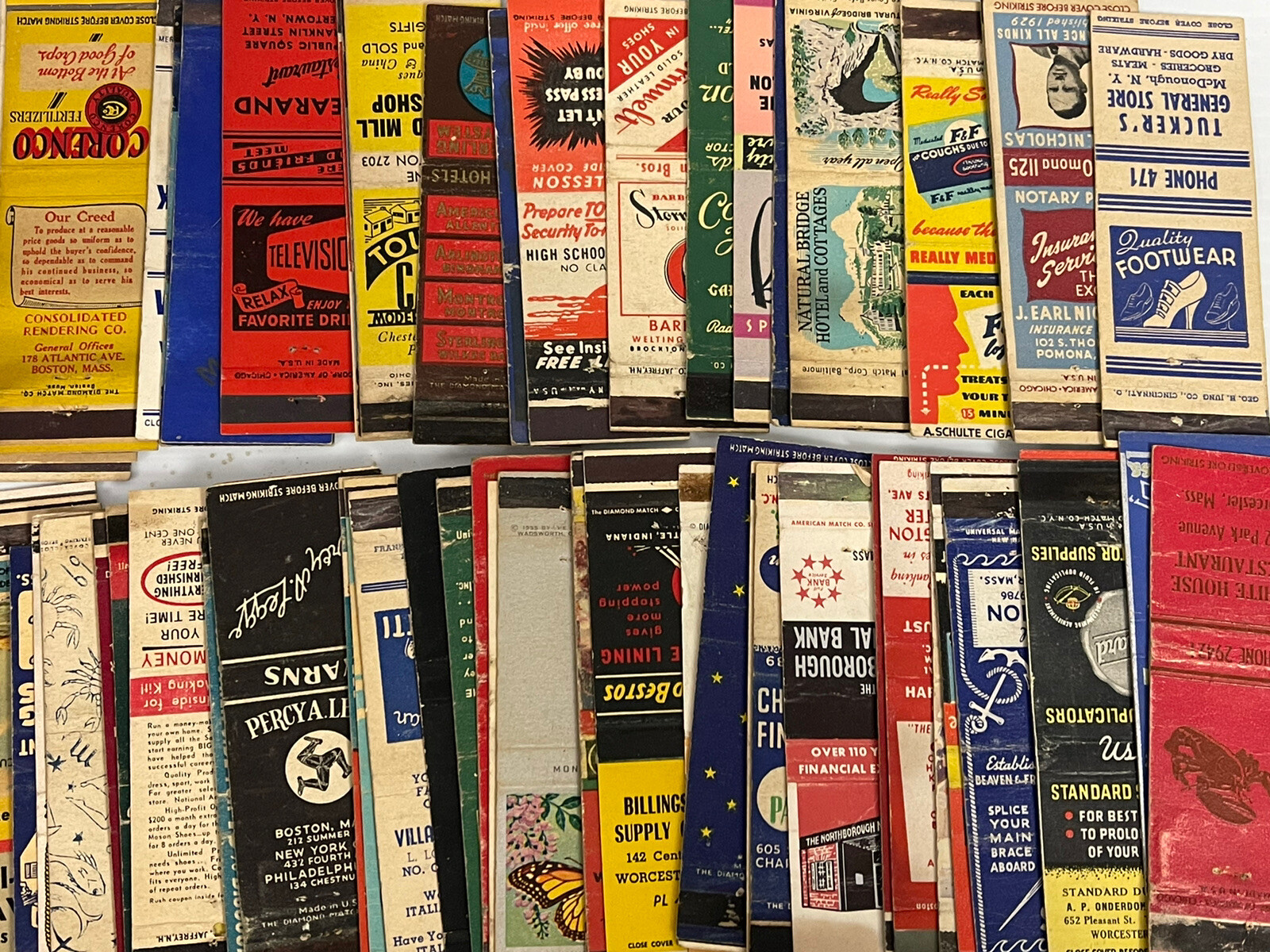 Lot of 50 Vintage Matchbook Covers Oil Boats Restaurant Banks Hotels Bars Random