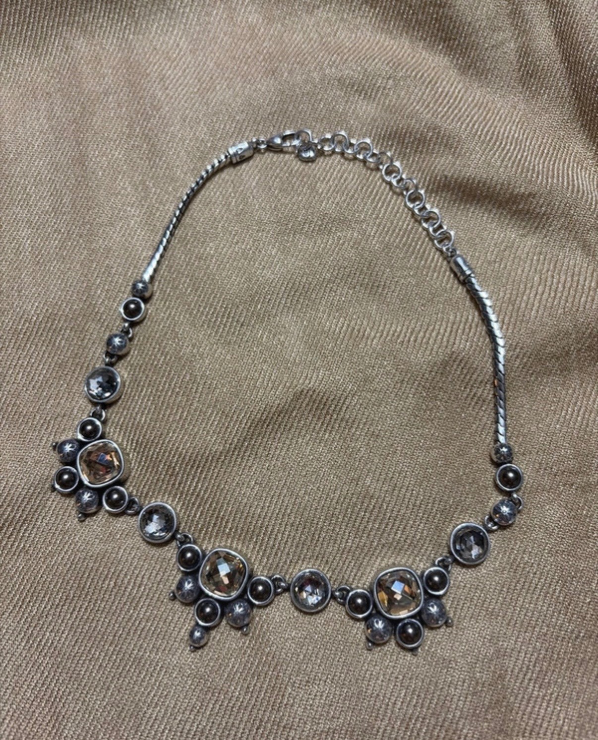 Brighton Selene Golden  Neutral Crystal Collar Silver Retired Necklace $98