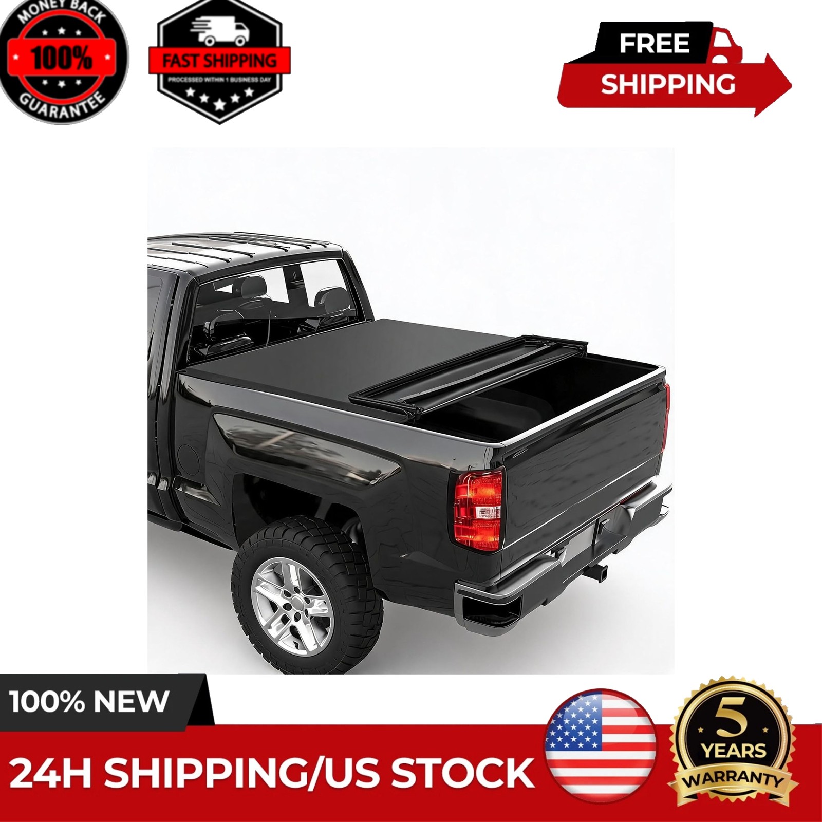 6.6FT 4-Fold Soft Truck Bed Tonneau Cover for 14-18 Chevrolet Silverado 1500
