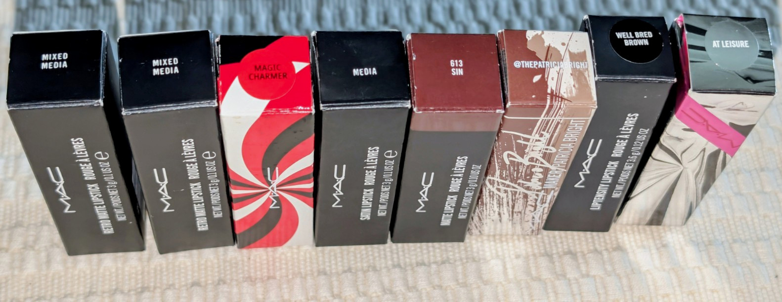 M·A·C Full Size Lipstick Mixed Lot: 8 new in box. Colors in description M·A·C Full Size Lipstick Mixed Lot: 8 new in box. Colors in description