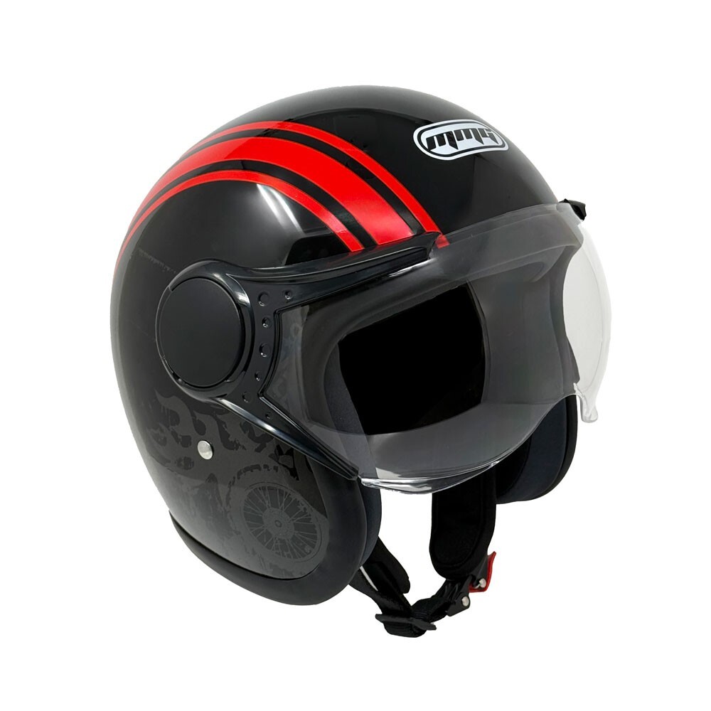 MMG Motorcycle Open Face Helmet Model 37 (Black/Red Graph, X-Large) MMG Motorcycle Open Face Helmet Model 37 (Black/Red Graph, X-Large)