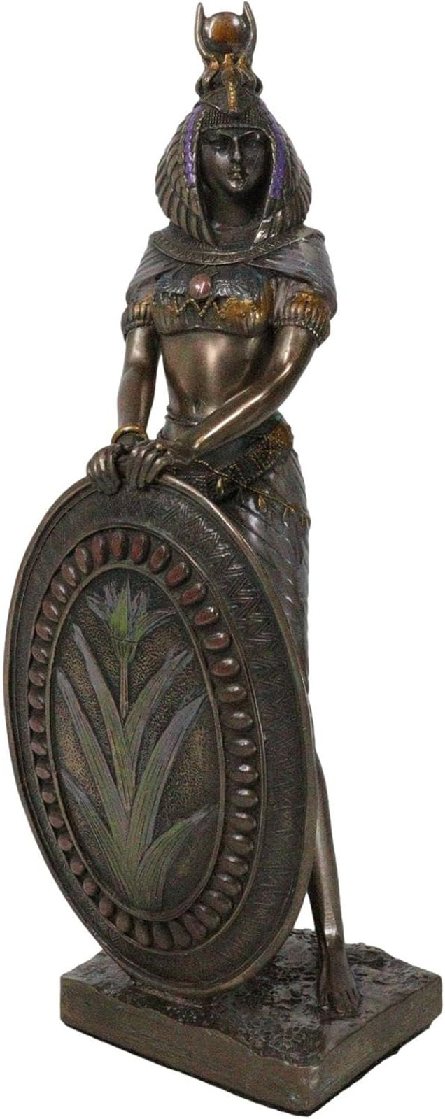 Ebros Egyptian Themed Isis Holding Shield Goddess of Magic and Nature Bronze Han