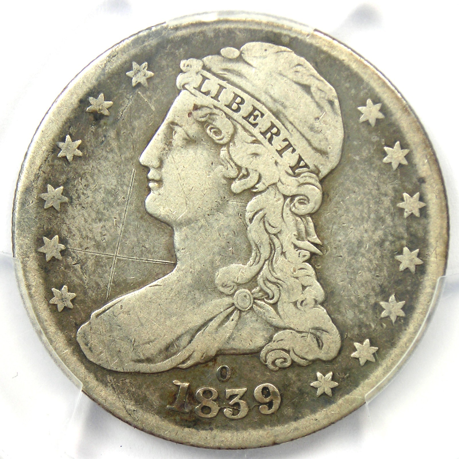 1839-O Capped Bust Half Dollar 50C Coin. Certified PCGS Fine Details - Rare Date
