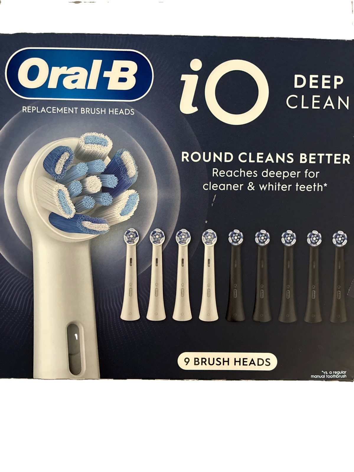 Oral-B iO Deep Clean NO BOX Replacement Toothbrush Head, 9-Black NO BOX