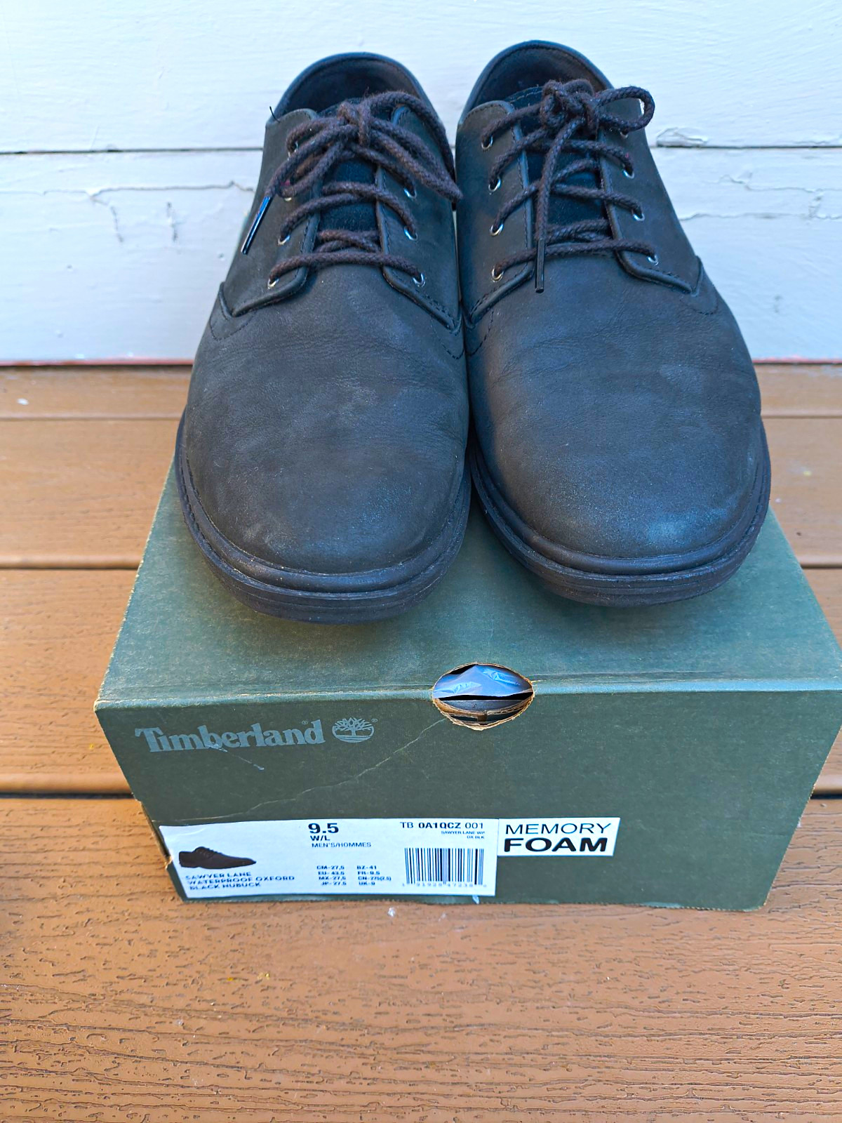 Timberland Sawyer Lane Men\'s Black Leather Lace-Up Oxford Memory Foam 9.5 W Timberland Sawyer Lane Men\'s Black Leather Lace-Up Oxford Memory Foam 9.5 W