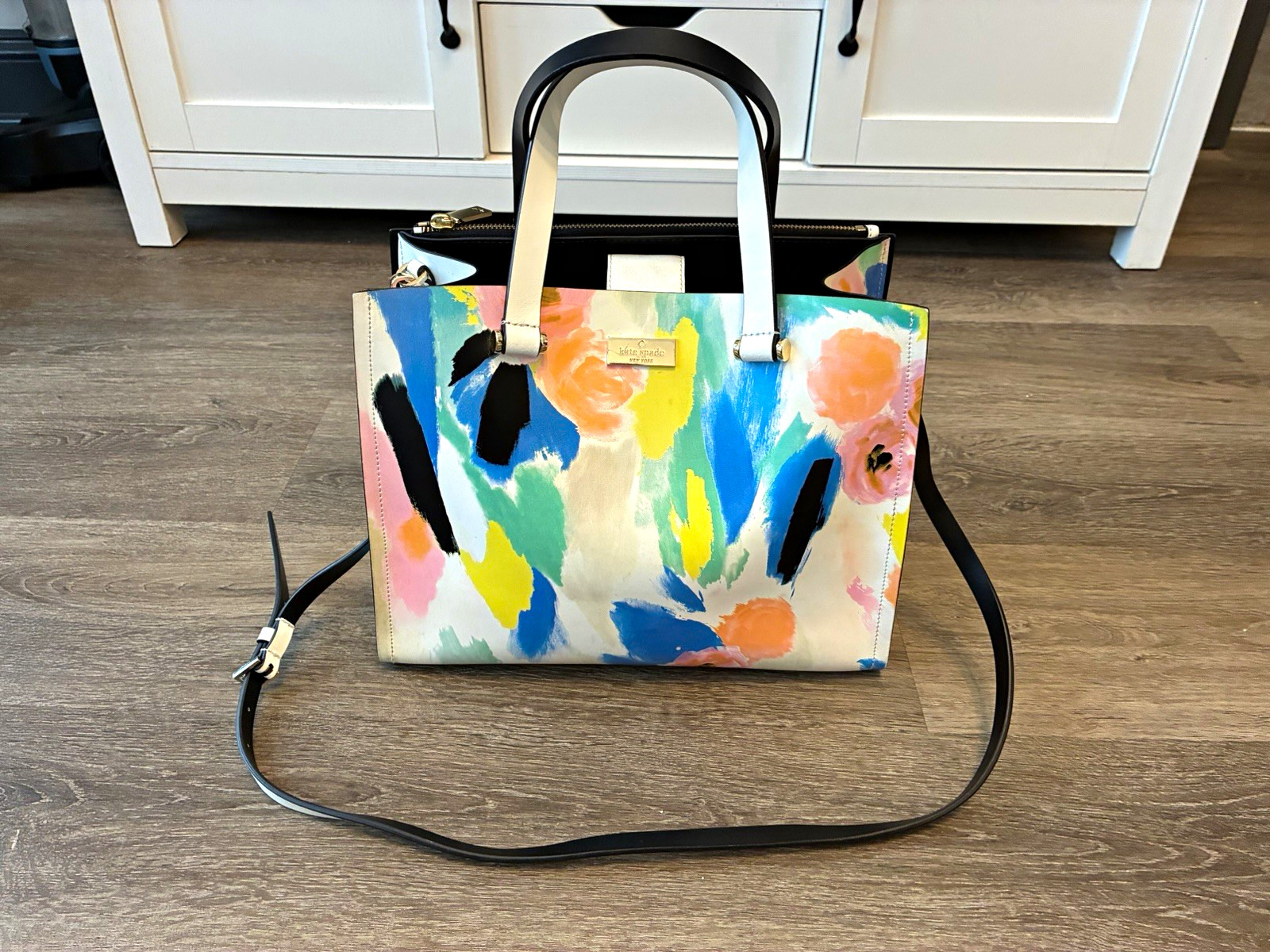 Kate Spade New York Multicolor Floral Satchel Top Handle Zip, Gold Hardware