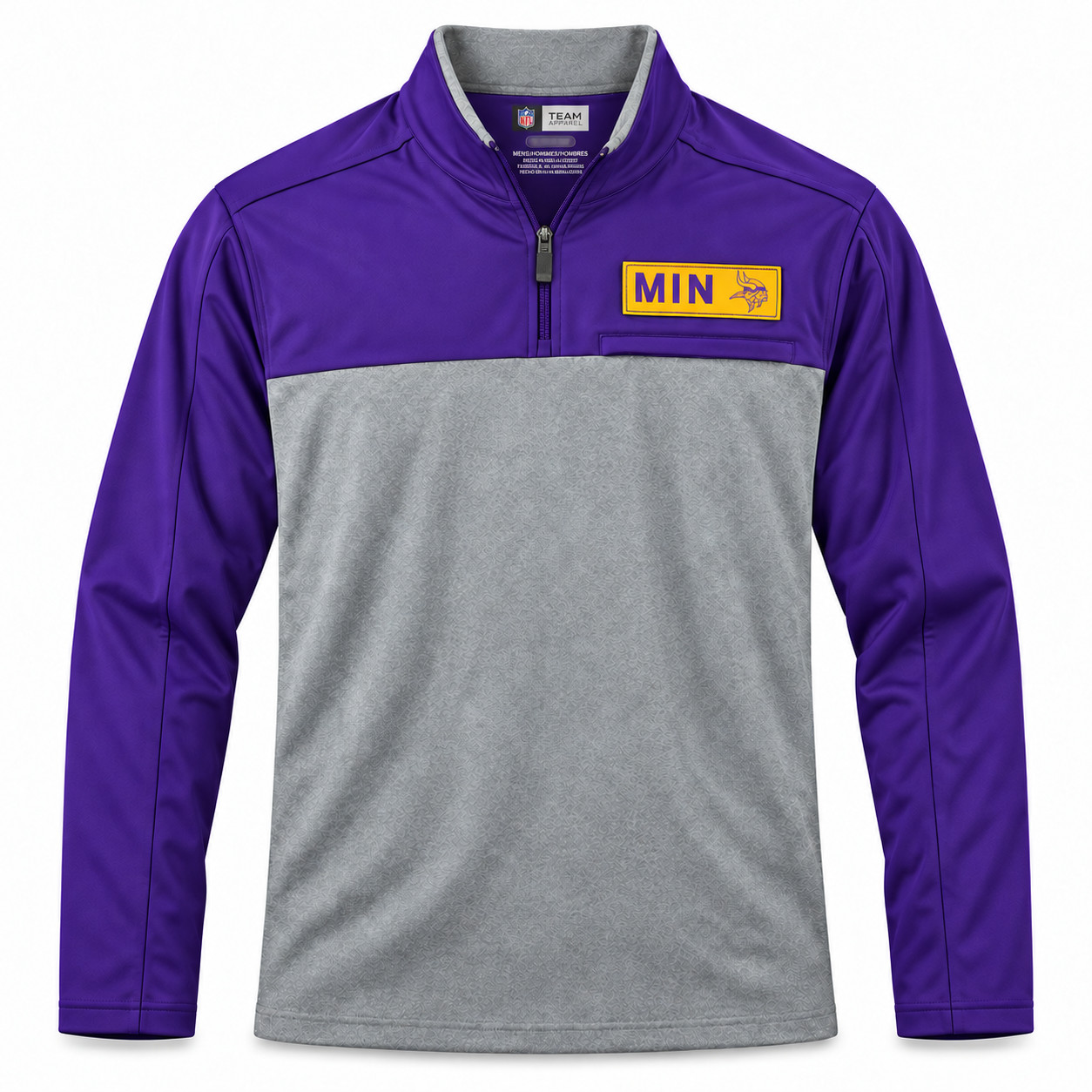 Minnesota Vikings NFL Team Apparel Men’s 1/4 Zip Pullover – Purple/Gray
