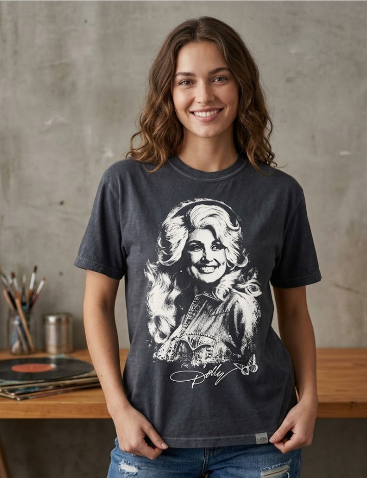 Vintage Dolly Parton Graphic Shirt Retro Country Music Legend Butterfly T-Shirt