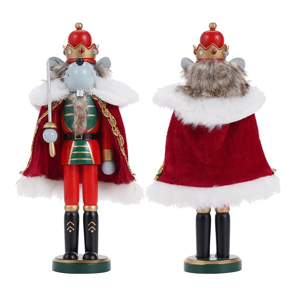 12 Inch Mouse King Wooden Nutcracker Mouse Themed Collectible Christmas Decor