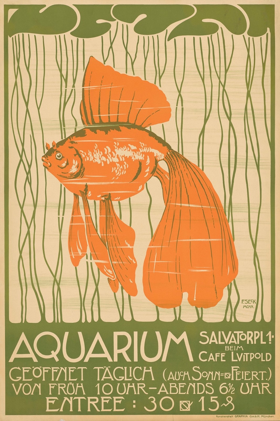 Vintage Aquarium Poster - Art Nouveau Goldfish 🎏 - 24x36” - Early 20th Century Vintage Aquarium Poster - Art Nouveau Goldfish 🎏 - 24x36” - Early 20th Century