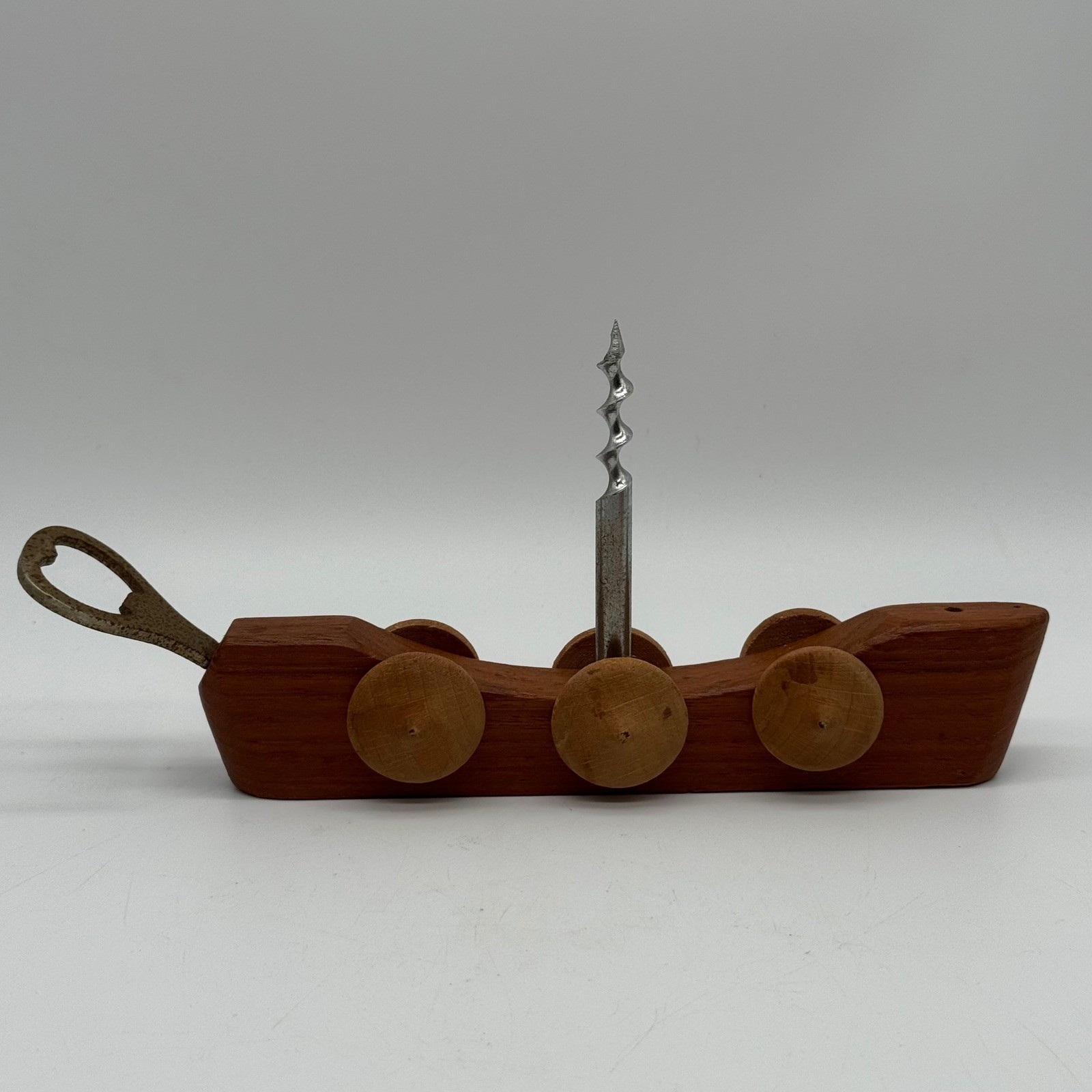 Vintage 1960s Danish Teak Viking Ship Corkscrew Bottle Opener Bar Tool Denmark Vintage 1960s Danish Teak Viking Ship Corkscrew Bottle Opener Bar Tool Denmark