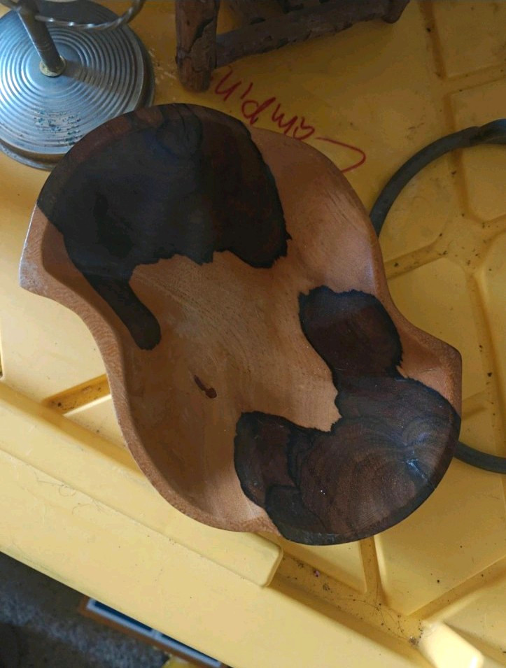 Vintage Genuine Two-Tone Monkey Pod Wood Bowl