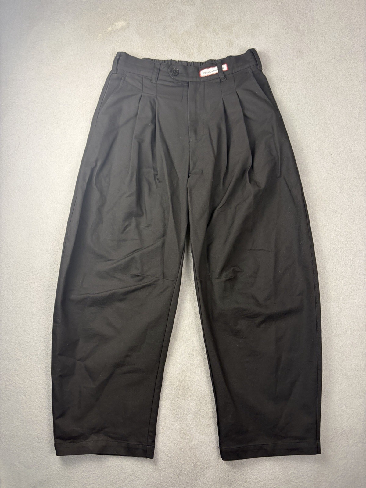 Porter James Sports Dart Knee Pleated Trousers Men Small Black Structured Cotton