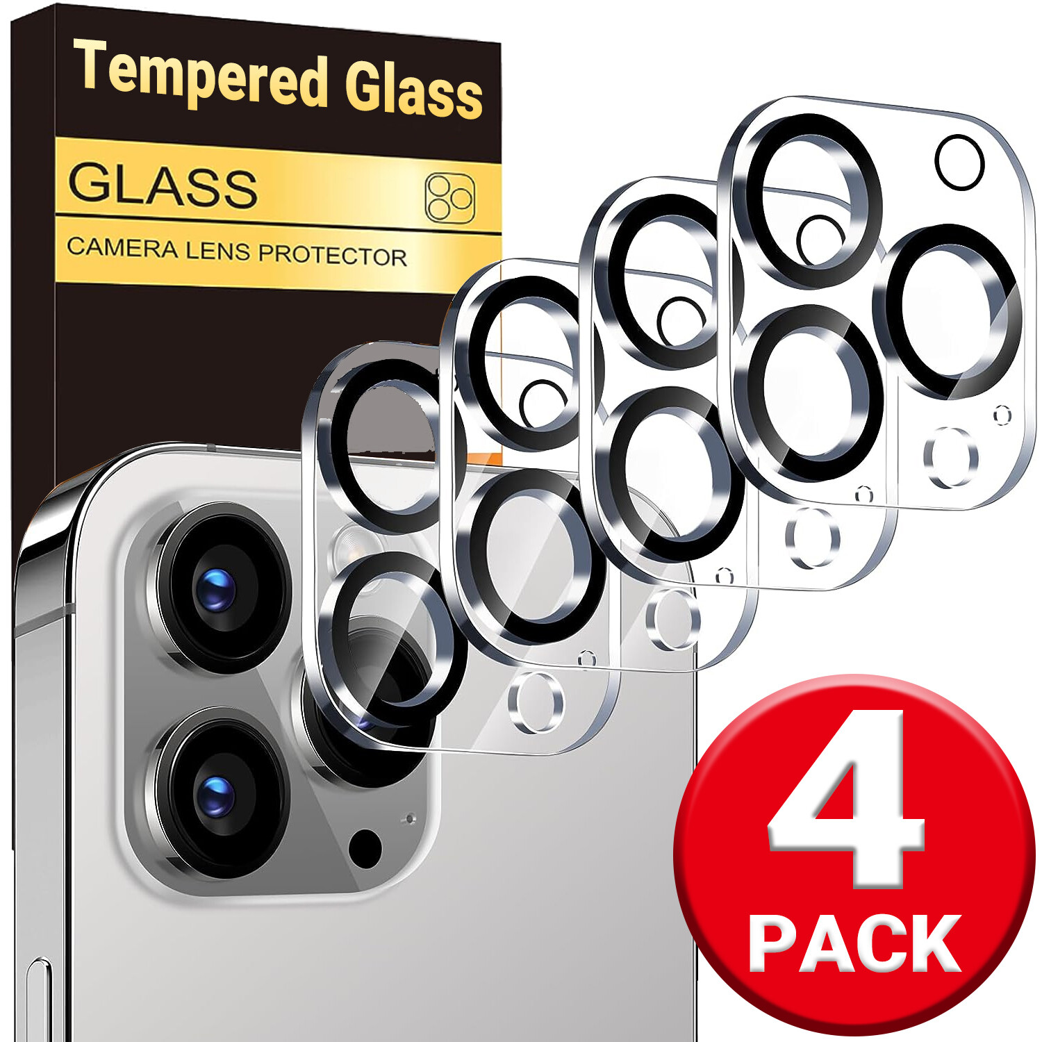 4Pcs For iPhone 18 17 16 15 14 13 12 11 Pro Max Tempered Glass Camera Protectors