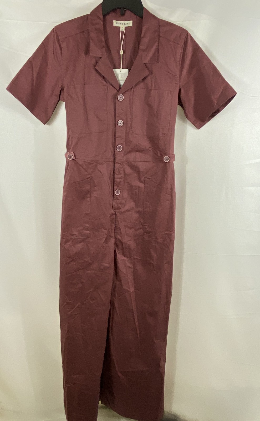 DownEast Women\'s Crushed Berry Utility Jumpsuit Cotton Stretch NWT Size M