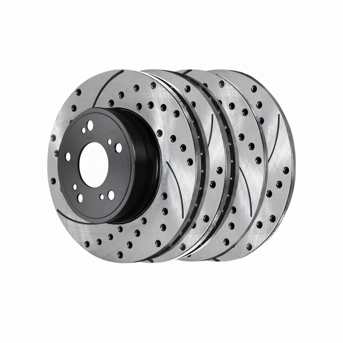 4Pcs Drilled Slotted Brake Rotors Front Rear Black Coated Honda Accord 2003-2007