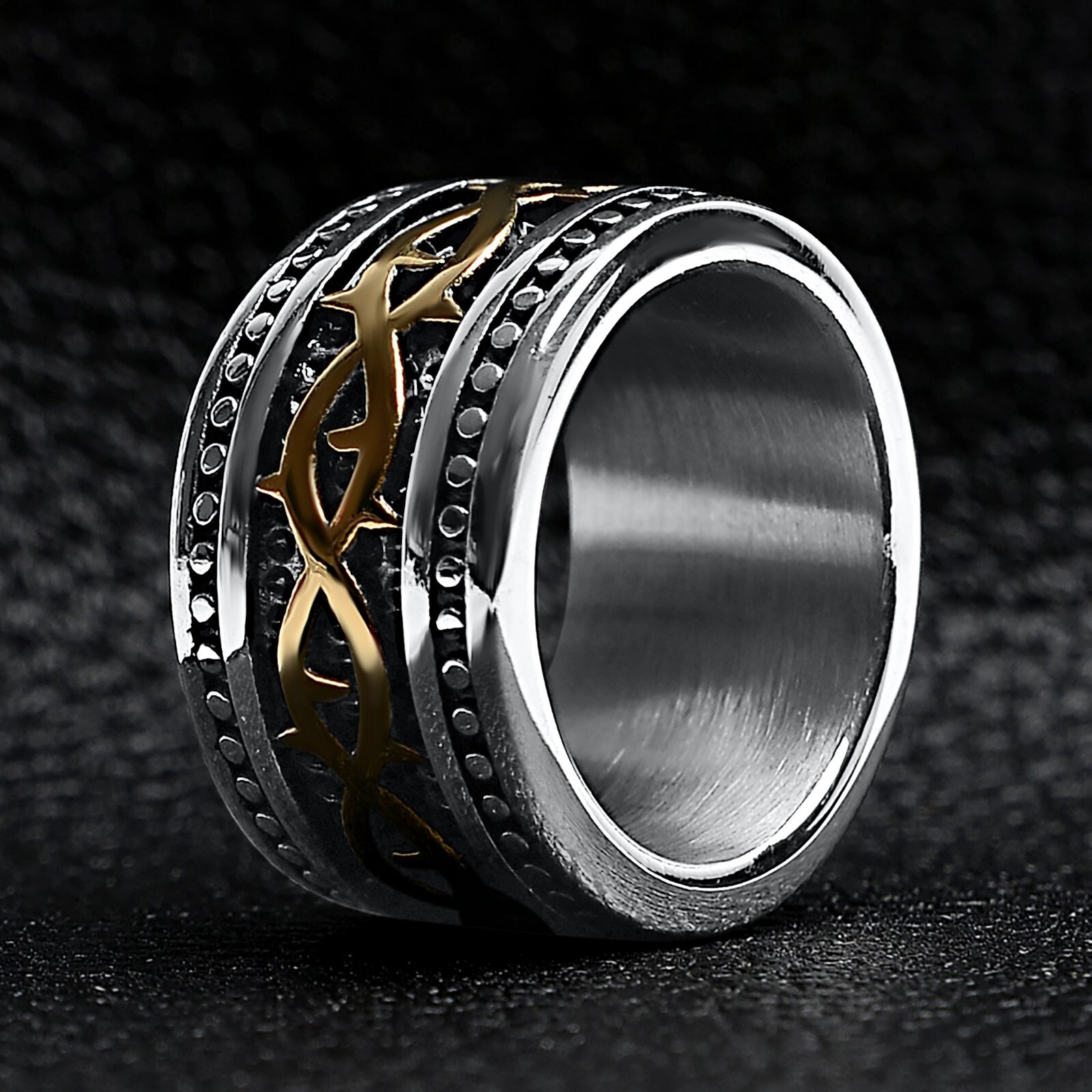 Mens Celtic Ring w/ Gold & Silver - Irish Tribal Jewelry / Tribal Rings for Men