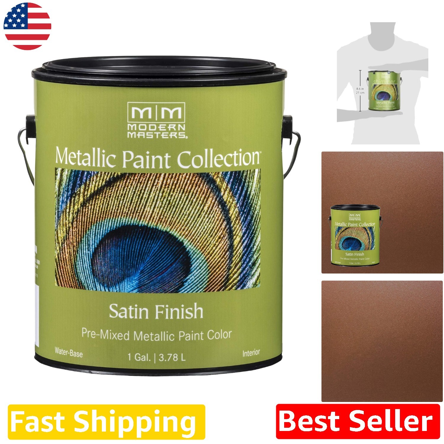 Satin Antique Bronze Watercolor Paint - 1 Gallon - Low VOC Interior Use