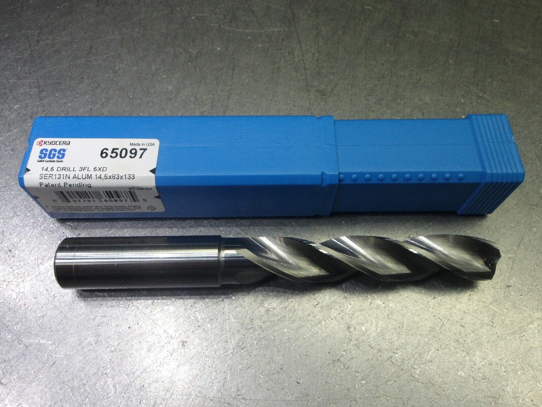 Kyocera/SGS 14.5mm 3 Flute Carbide 5xd Drill 16mm Shank 65097 (LOC2326) Kyocera/SGS 14.5mm 3 Flute Carbide 5xd Drill 16mm Shank 65097 (LOC2326)