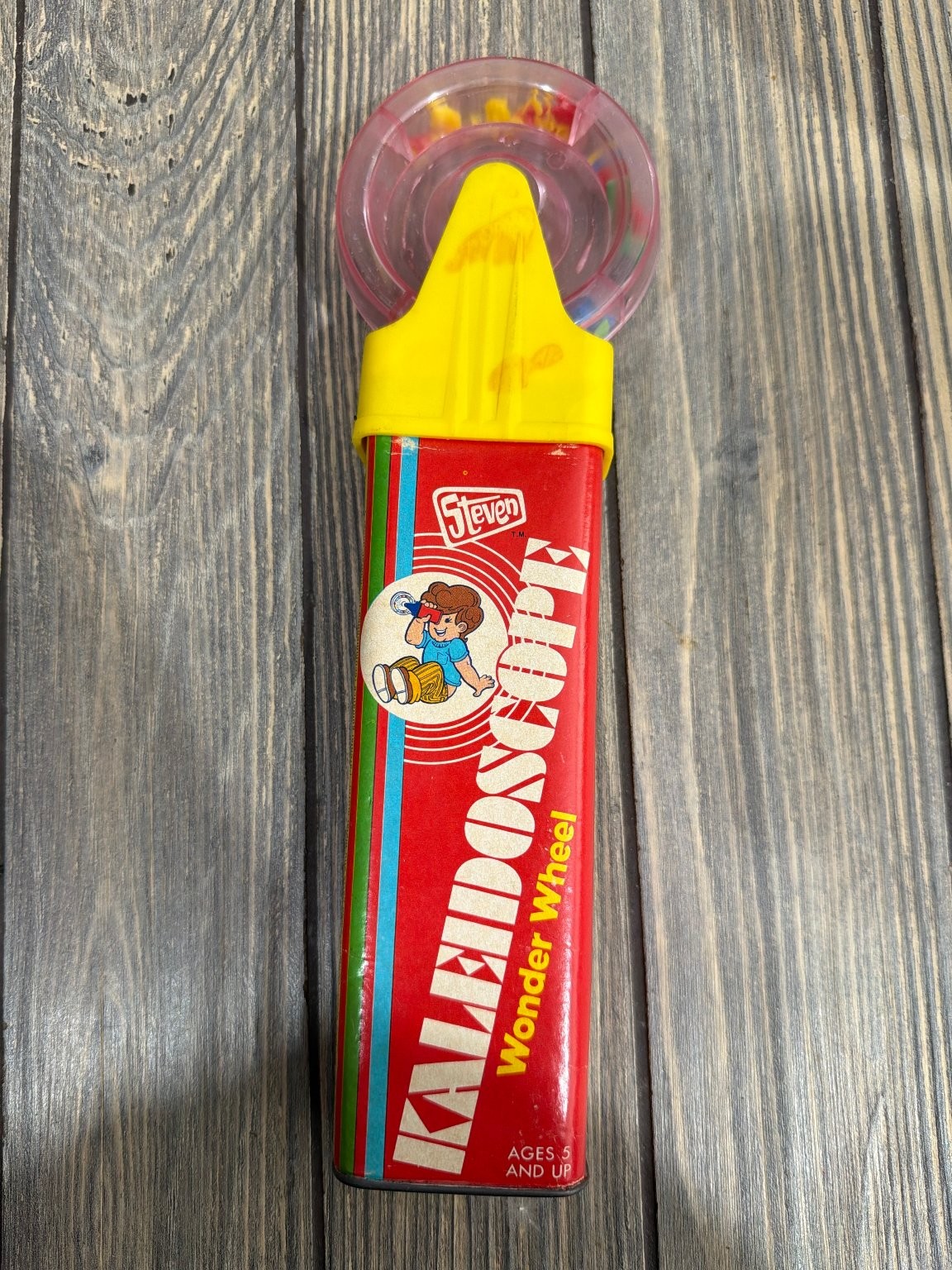 Vintage 1975 Steven Wonder Wheel Kaleidoscope Tin Toy Hermann MO USA Ages 5+ Vintage 1975 Steven Wonder Wheel Kaleidoscope Tin Toy Hermann MO USA Ages 5+