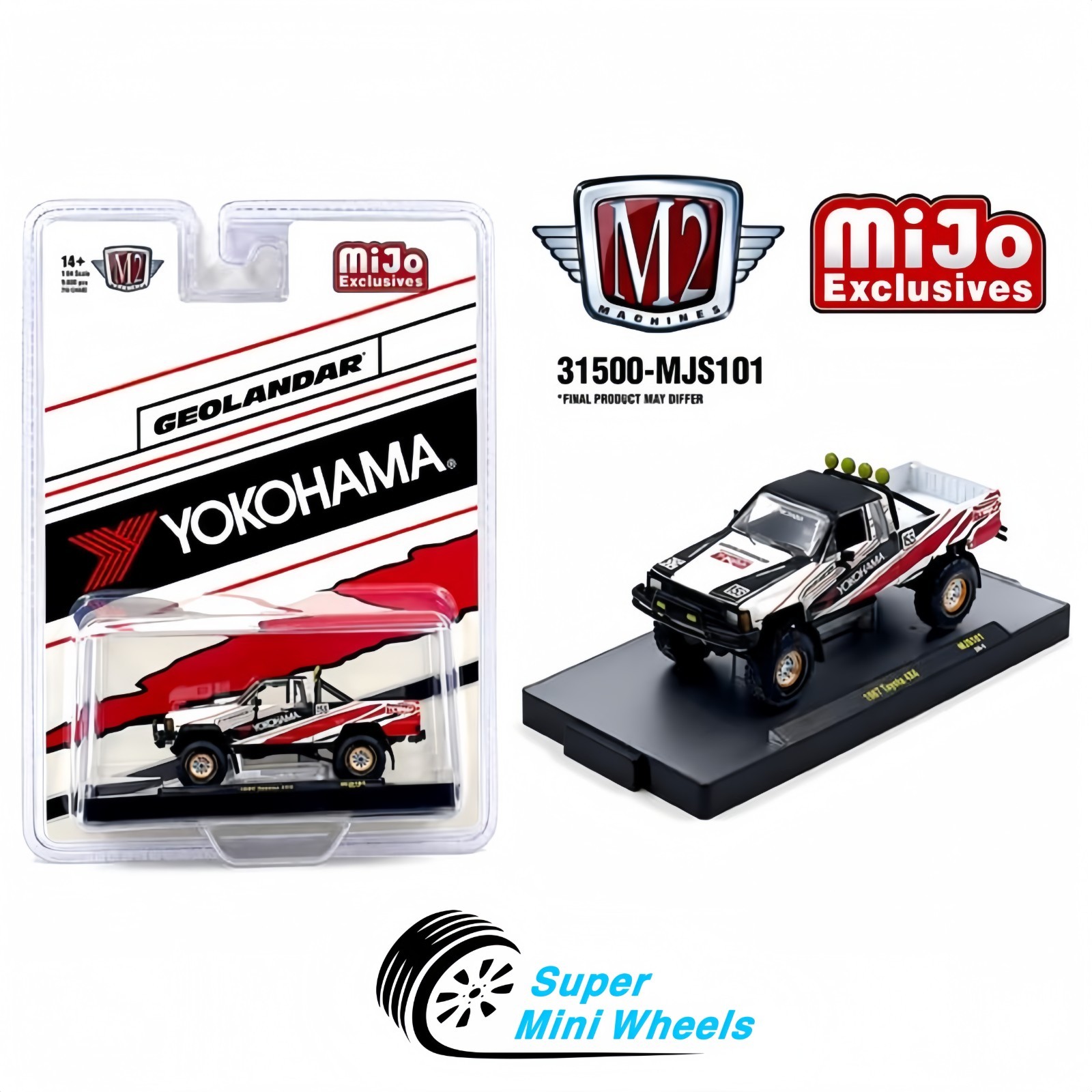 M2 Machines 1:64 1985 Toyota 4×4 Off-Road Pickup Yokohama Geolandar – White M2 Machines 1:64 1985 Toyota 4×4 Off-Road Pickup Yokohama Geolandar – White