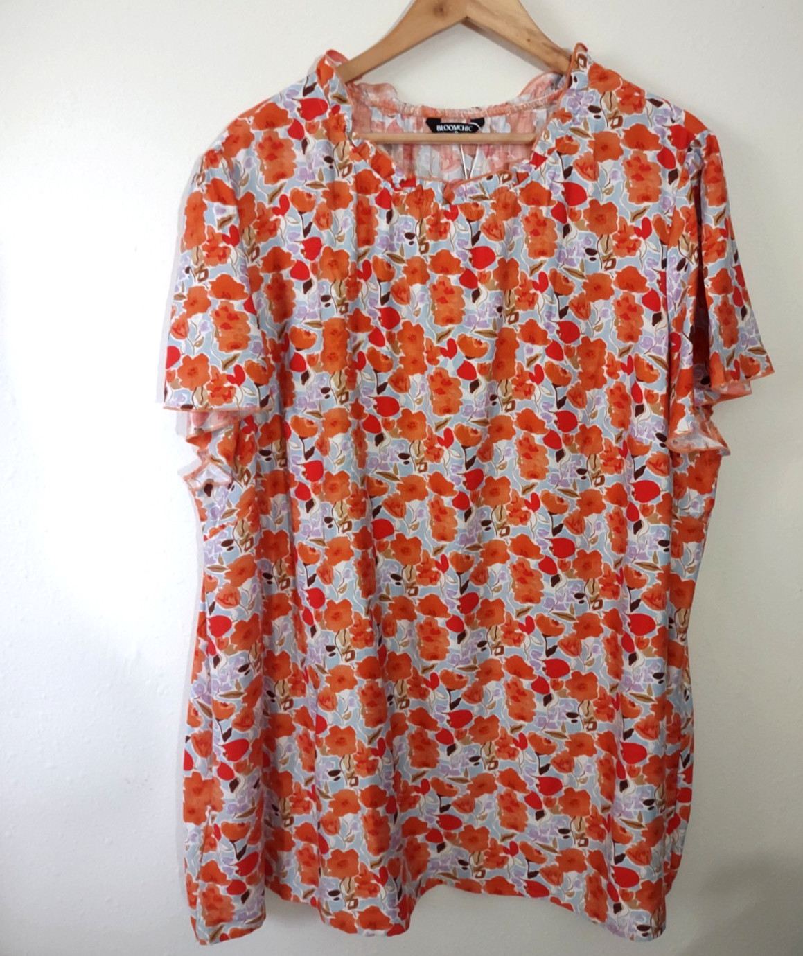 Size 26 Boho Peasant Top 4X Womens Plus Size Floral Fall Colors Casual Orange Size 26 Boho Peasant Top 4X Womens Plus Size Floral Fall Colors Casual Orange