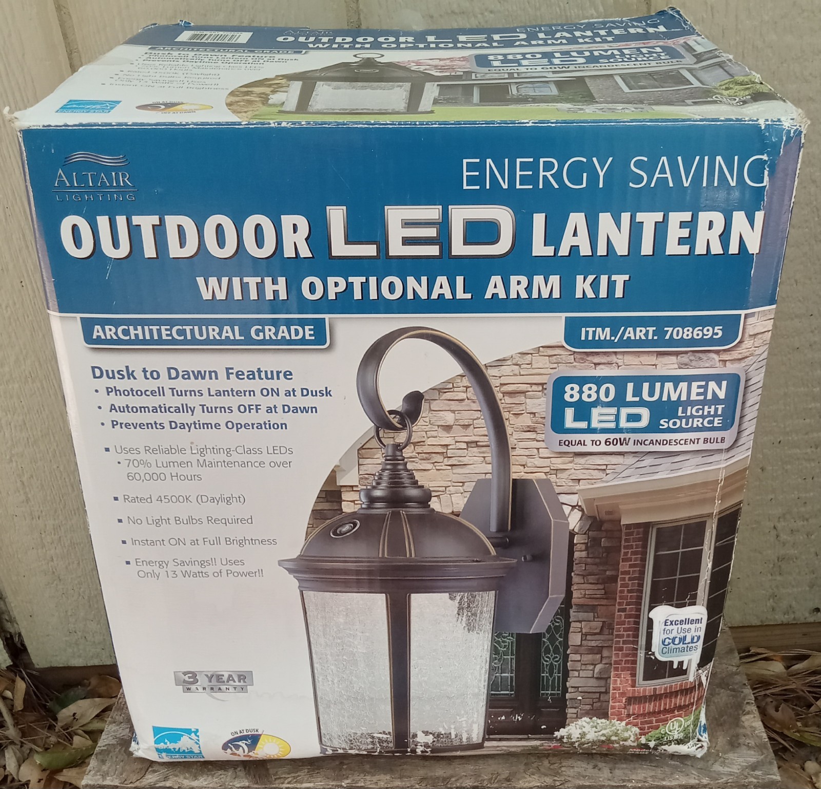 Altair Lighting Outdoor LED Lantern Dusk to Dawn Waterproof Aged Bronze AL-2149 