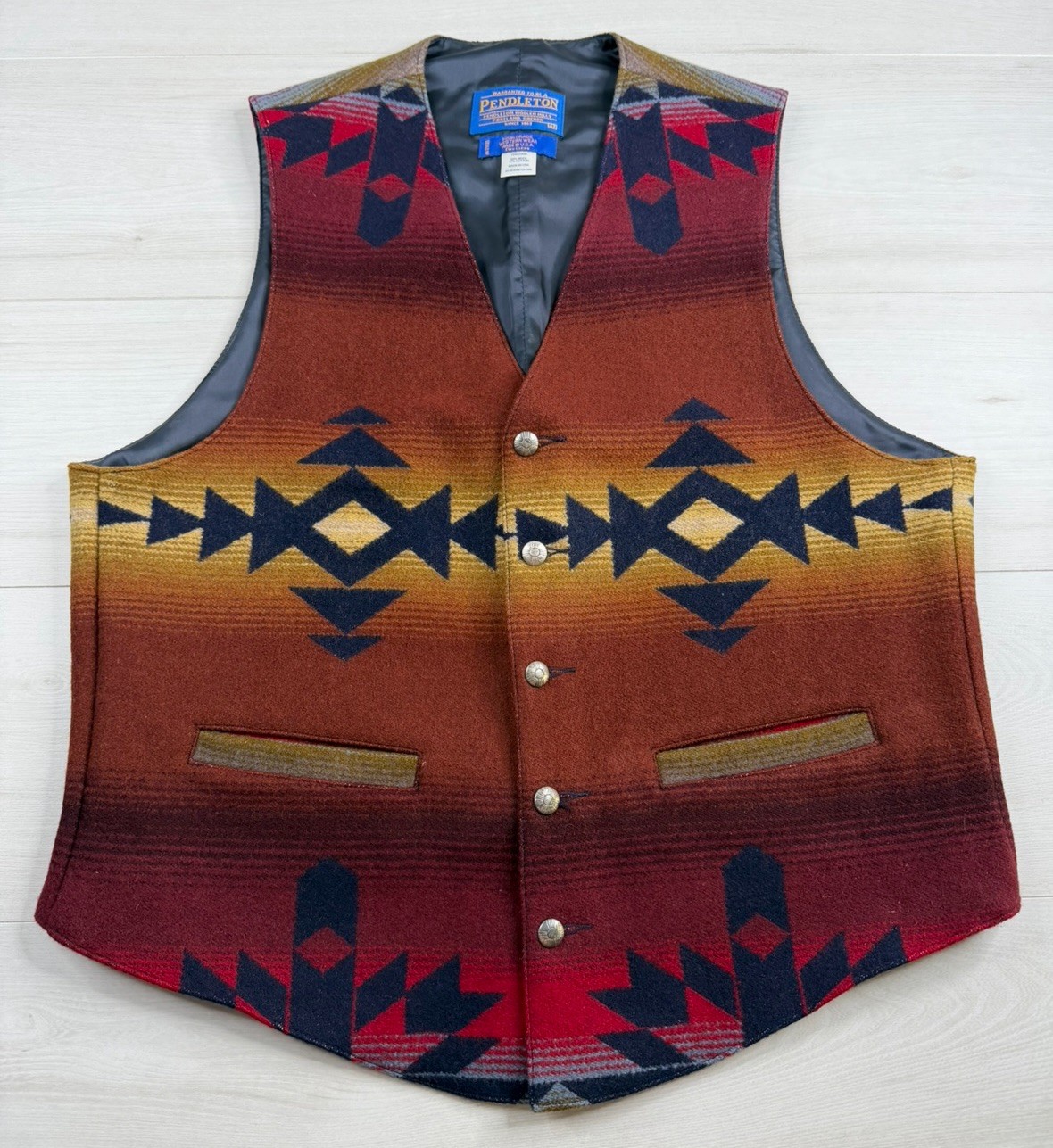 Vtg Pendleton Vest High Grade Western Wear Navajo Aztec Geometric USA Made 42
