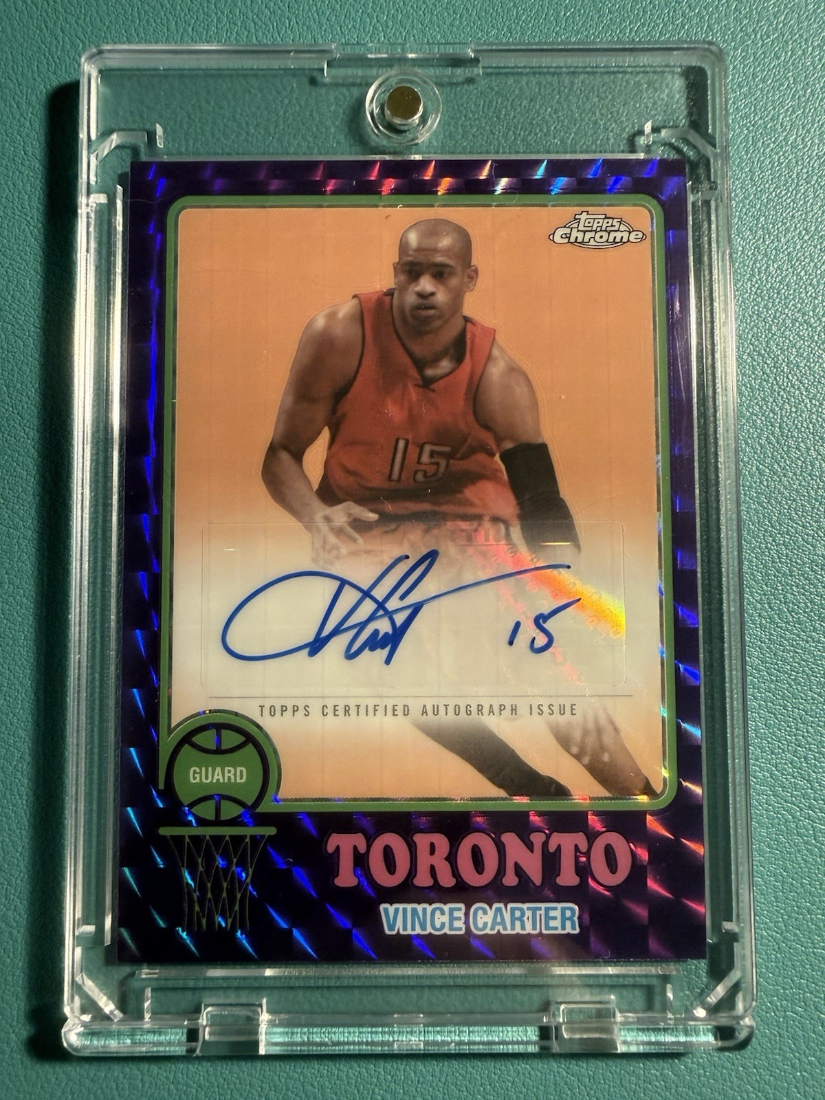 2024-25 Topps Chrome Auto Vince Carter #73TA-VC Purple Geometric Refractor (AU)