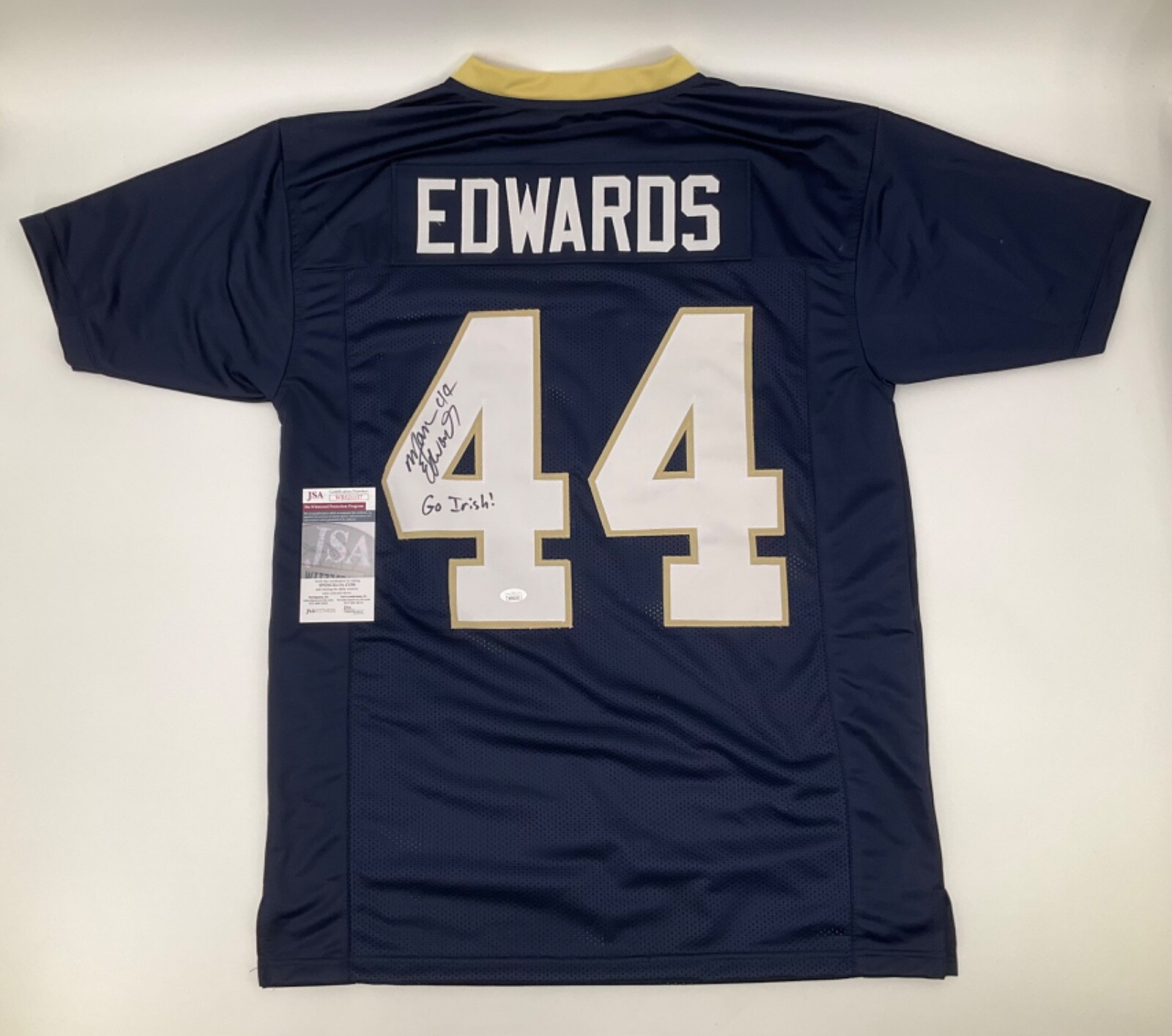 MARC EDWARDS NOTRE DAME IRISH SIGNED CUSTOM STITCHED JERSEY JSA WITNESS COA MARC EDWARDS NOTRE DAME IRISH SIGNED CUSTOM STITCHED JERSEY JSA WITNESS COA