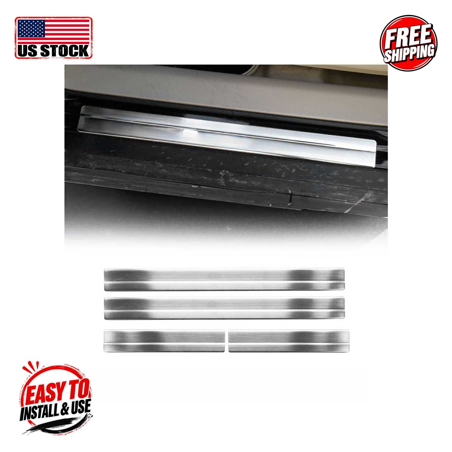 NISSAN X-TRAIL 2014- Door Sill Cover Norm S.Steel Gloss Silver 4 Pcs