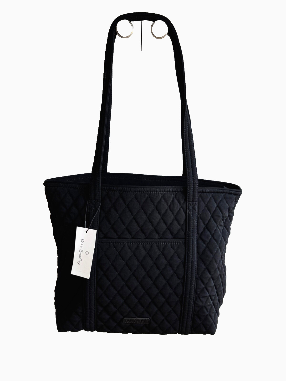 Vera Bradley Small Vera Tote Bag Classic Black Microfiber New with Tags Vera Bradley Small Vera Tote Bag Classic Black Microfiber New with Tags