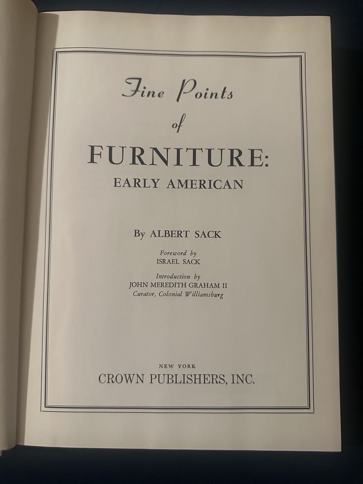 Fine Points Of Furniture: Early American By Albert Sack