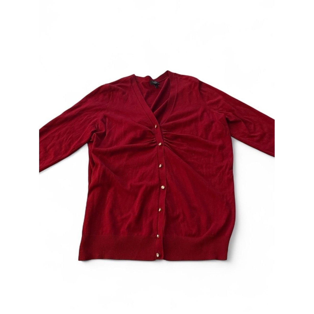Talbots Deep Red V-Neck Button Cardigan Talbots Deep Red V-Neck Button Cardigan