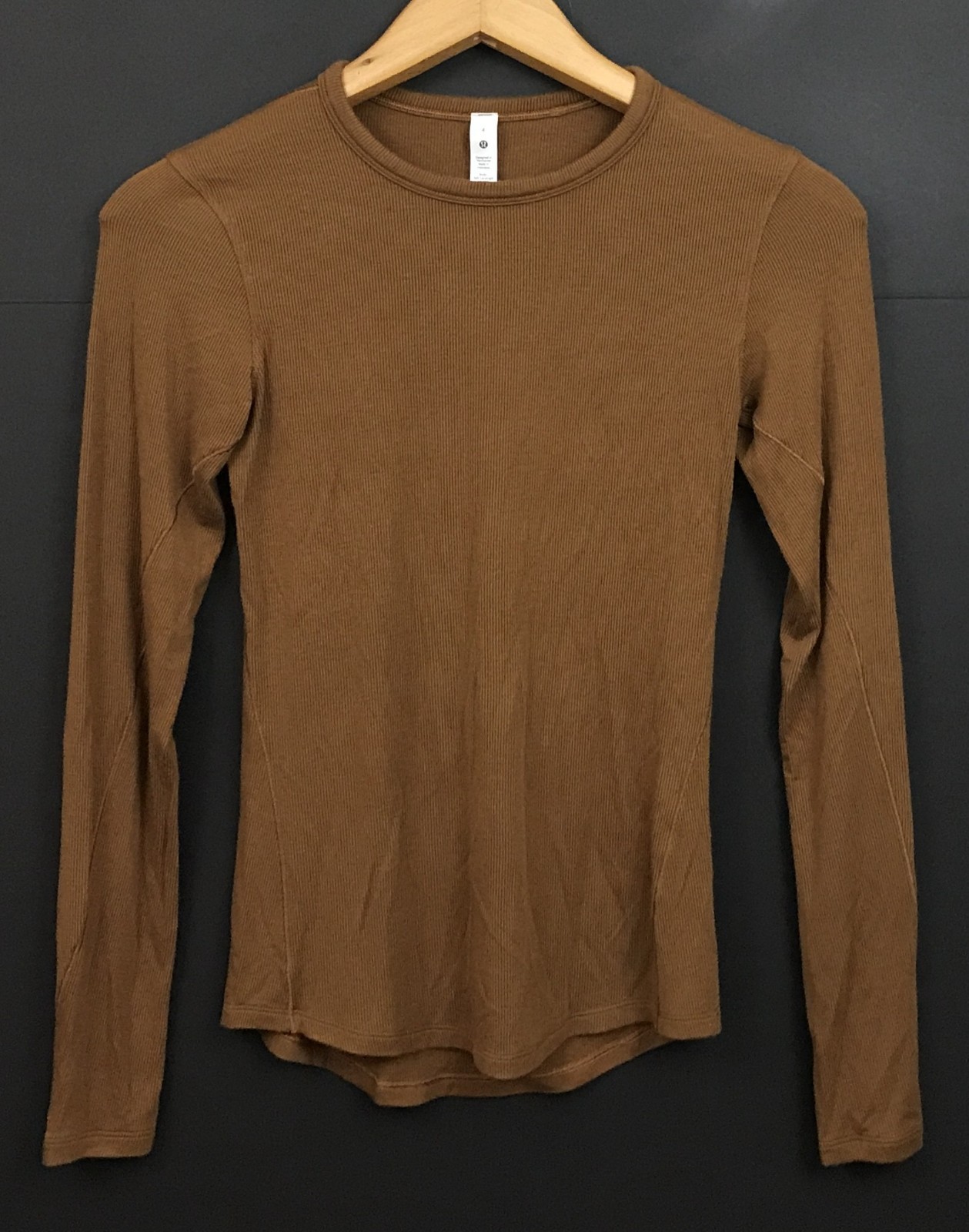 Lululemon Hold Tight Long-Sleeve Shirt Soft Ribbed Modal Brown Size 4 Lululemon Hold Tight Long-Sleeve Shirt Soft Ribbed Modal Brown Size 4