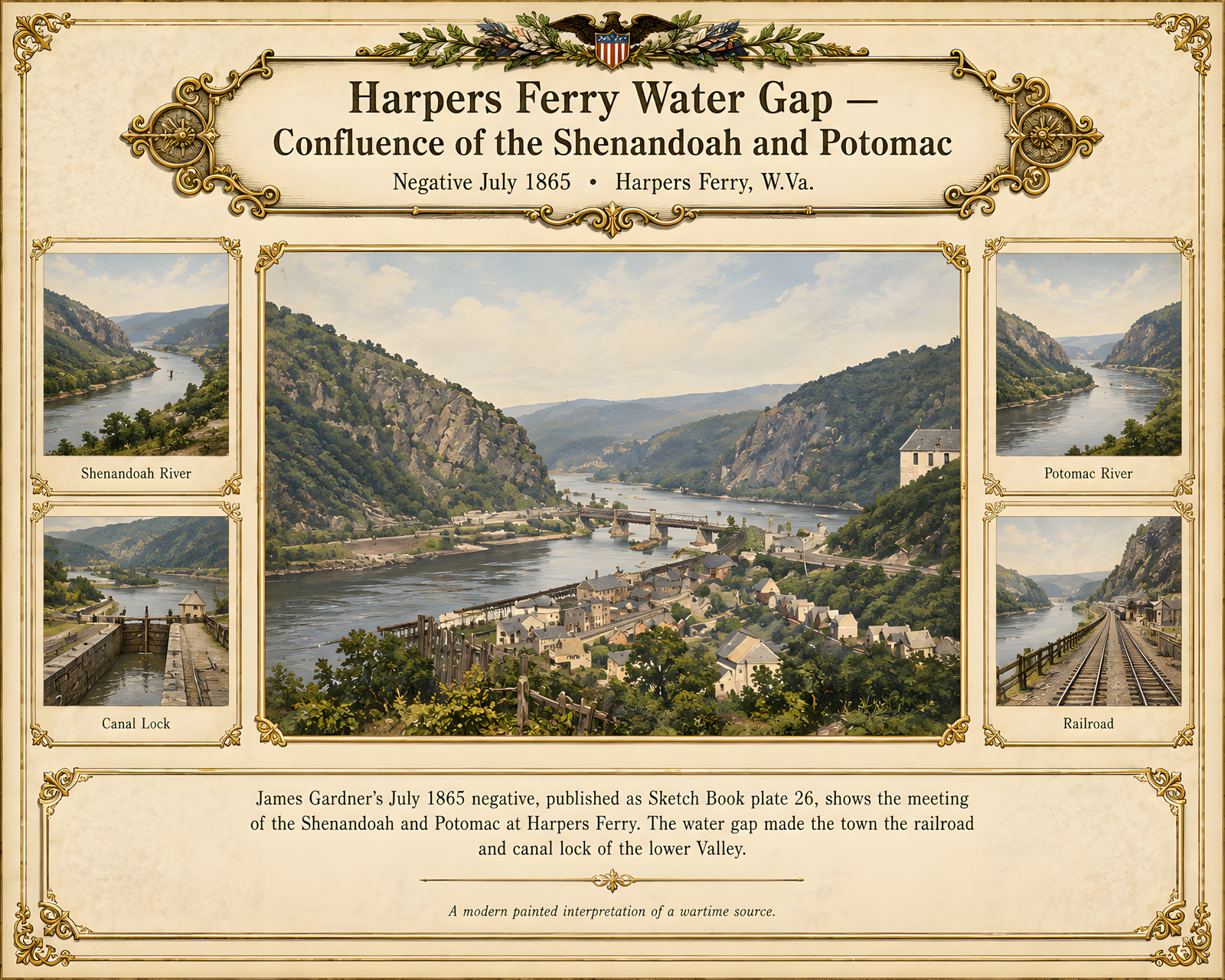 Harpers Ferry Water Gap Shenandoah Potomac Classic Civil War Art/332317015