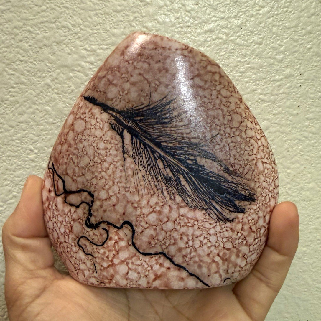 Turning Leaf Pottery Handmade Signed Horse Hair Pottery, Deb Burckhard Messer